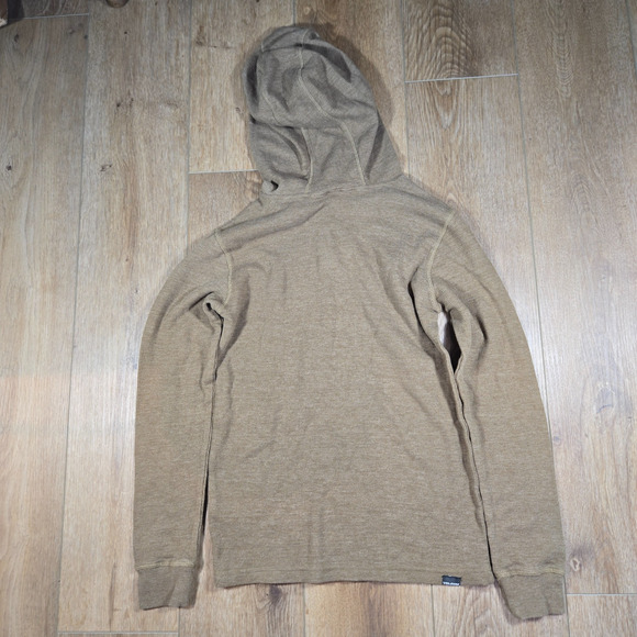 Volcom Hoodie Boys Size 10Y Medium Brown Waffle Knit Henley Pullover Thermal Top - Picture 8 of 8
